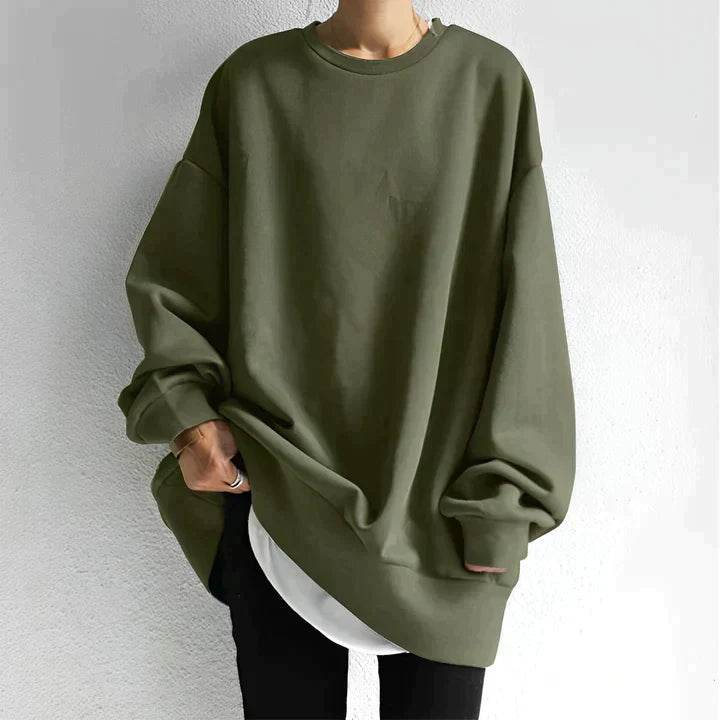 Bluza oversize z okrągłym dekoltem dla kobiet | Długie rękawy