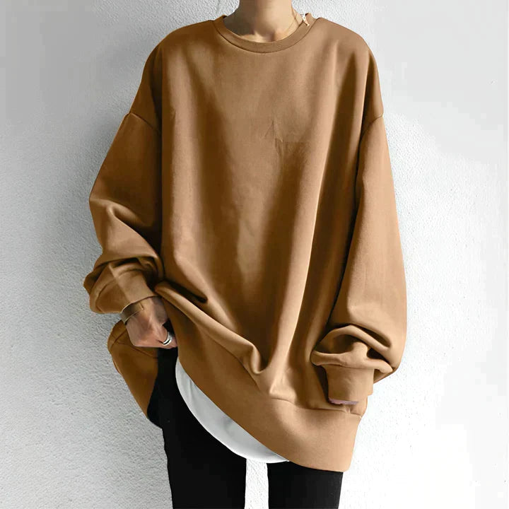 Bluza oversize z okrągłym dekoltem dla kobiet | Długie rękawy