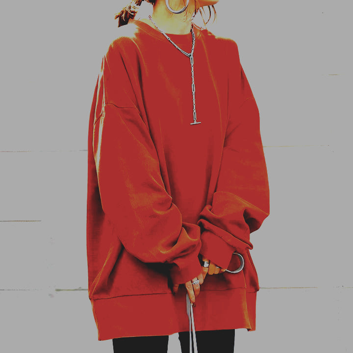 Bluza oversize z okrągłym dekoltem dla kobiet | Długie rękawy