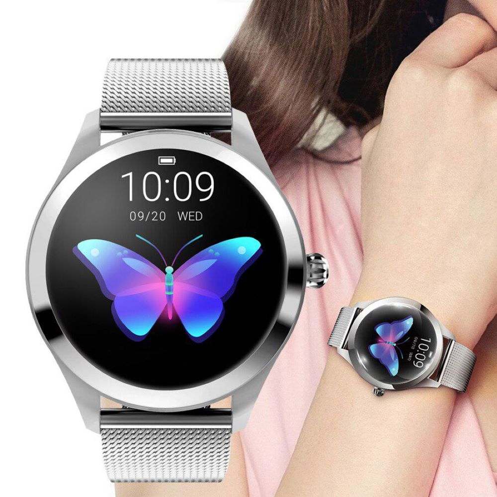 Elegancki smartwatch dla kobiet wykonanych ze stali nierdzewnej z dużym wyświetlaczem, wodoodpornym i fitness IP68