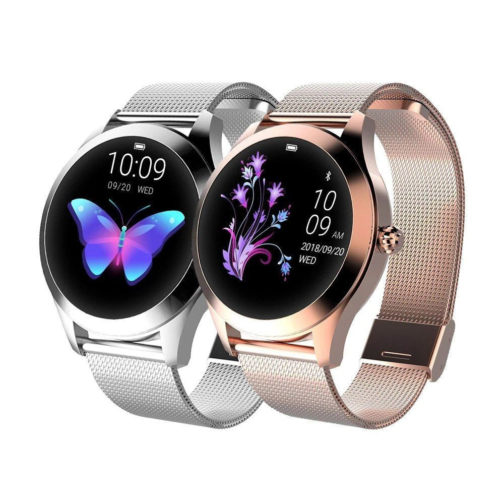 Elegancki smartwatch dla kobiet wykonanych ze stali nierdzewnej z dużym wyświetlaczem, wodoodpornym i fitness IP68