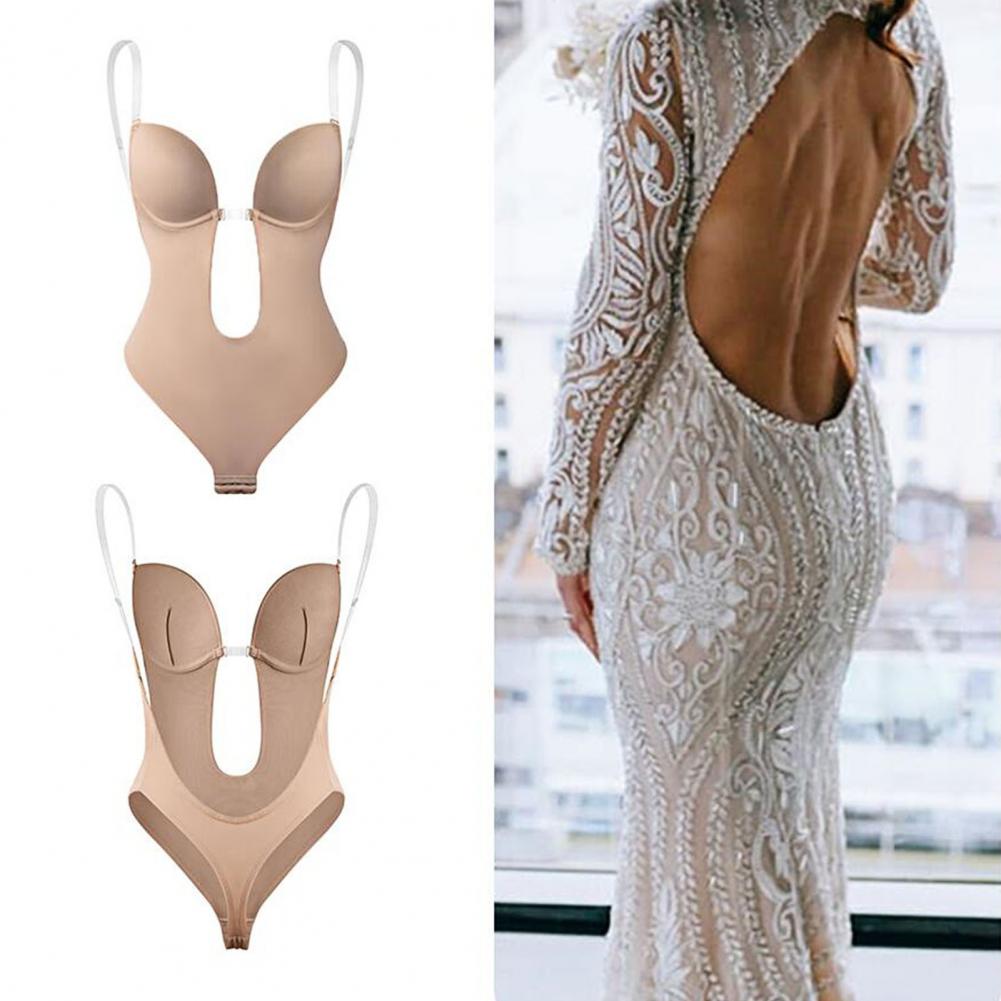 Głębokie wycięte body z dekoltem w stylu W wyściełanym wsporniku i niewidocznym, bezskutecznym wyglądem eleganckich strojów