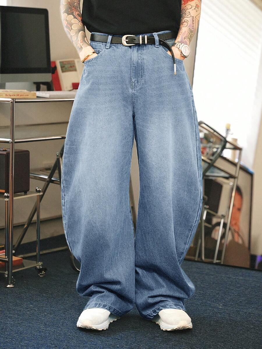 Luźne jeansy męskie | Luźny, miejski look dla mężczyzn w stylu retro