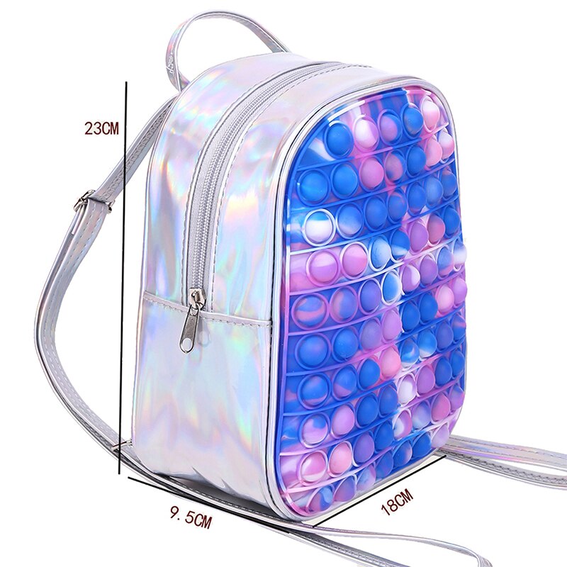 Mini Pop It Plecak dla dzieci-fidget zabawek z regulowanymi przewoźnikami i przestronnym głównym przedziałem, Rainbow Design