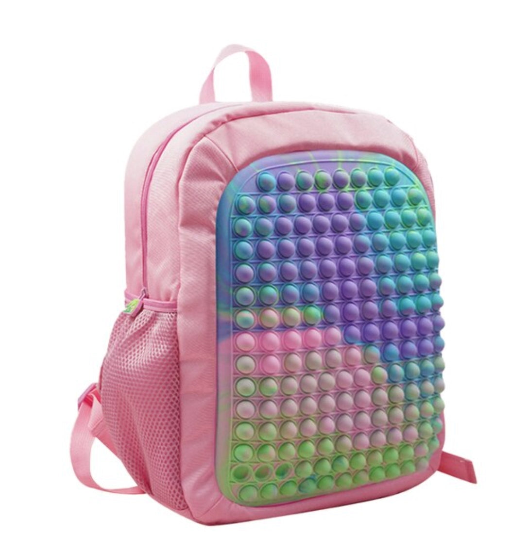 Mini Pop It Plecak dla dzieci-fidget zabawek z regulowanymi przewoźnikami i przestronnym głównym przedziałem, Rainbow Design