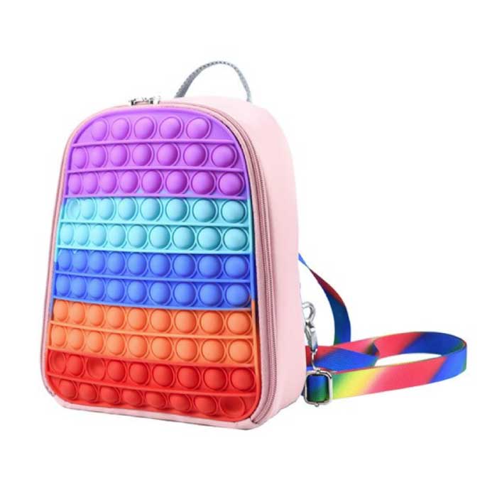 Mini Pop It Plecak dla dzieci-stresowych zabawek z funkcją fidget, regulowanymi paskami i designem tęczy