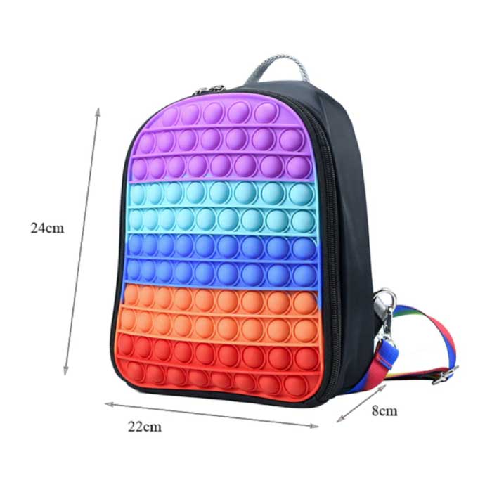 Mini Pop It Plecak dla dzieci-stresowych zabawek z funkcją fidget, regulowanymi paskami i designem tęczy