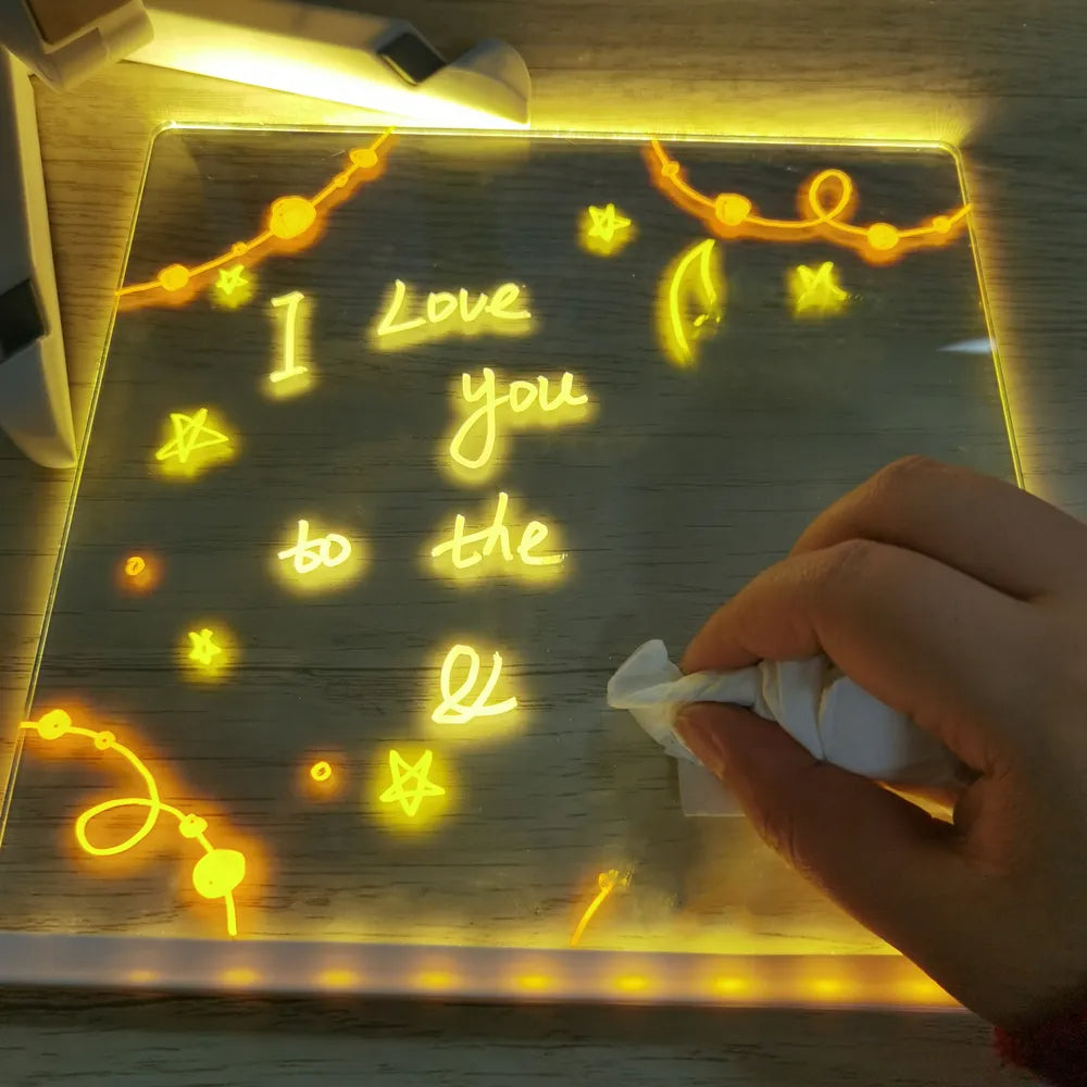 Podświetlona deska kreślarska dla dzieci z tablicą LED-Lighting-Reusble z obciążeniem USB i 7 markerami