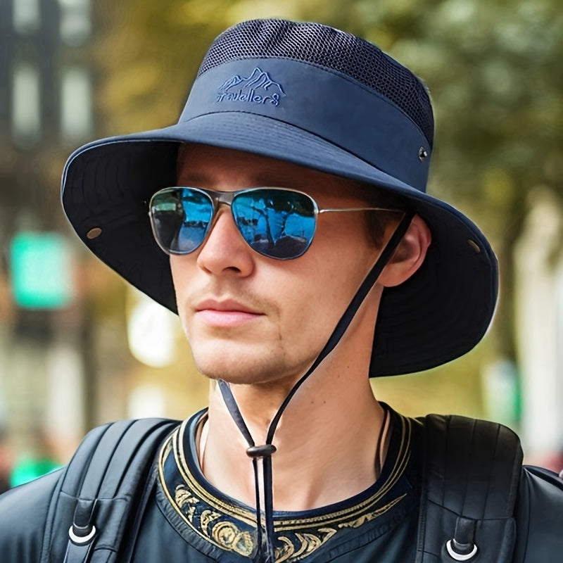 Stylowy kaptur na zewnątrz dla mężczyzn z ochroną UV i regulowaną oddechową oddechową kapeluszą wypoczynkową