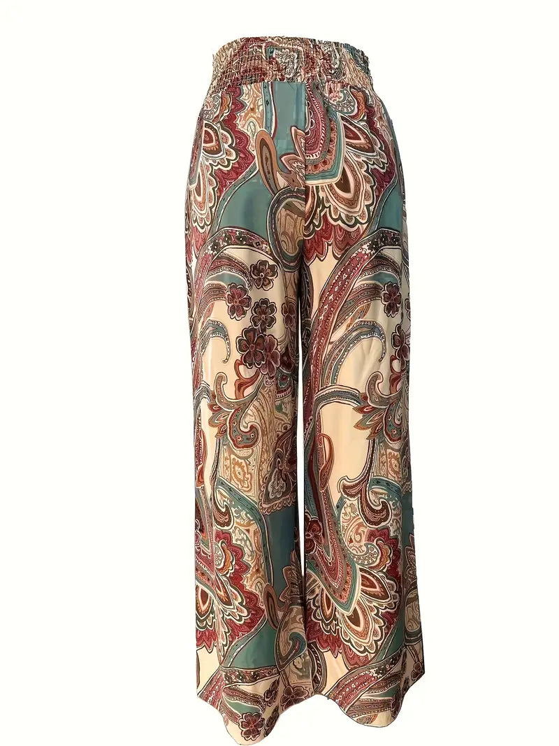 Szerokie spodnie o wzorze Paisley | Moda damska na lato i festiwale