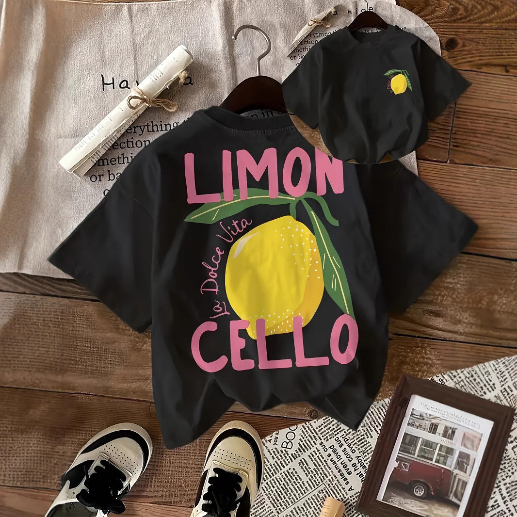 T Shirt Damski Bawełna Z Nadrukiem Cytrynowym | Odzież Letnia Dla Kobiet