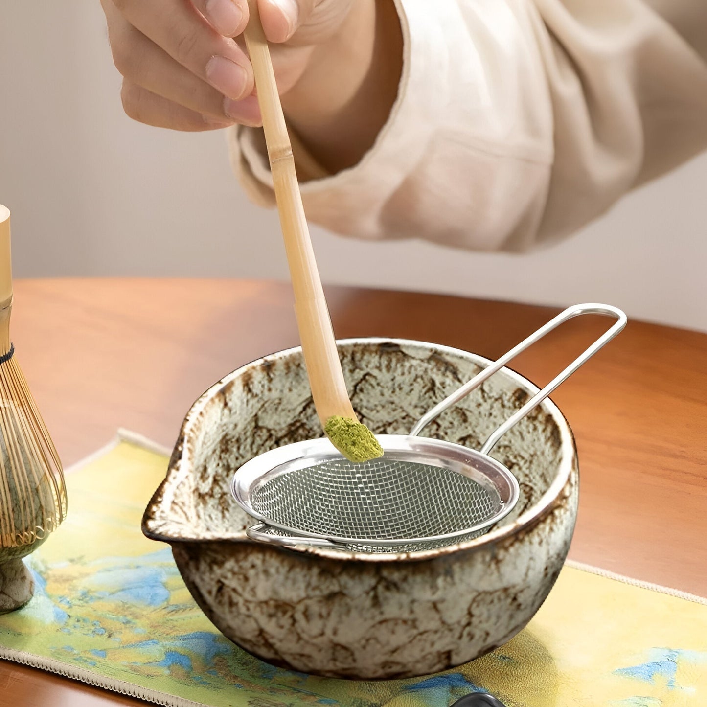 Zestaw Matcha – Tradycyjny serwis do herbaty na prezent, 6 elementów, do ceremonii parzenia herbaty, wykonany z wysokiej jakości materiałów