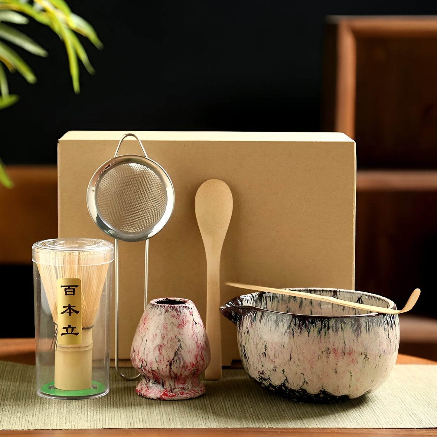 Zestaw Matcha – Tradycyjny serwis do herbaty na prezent, 6 elementów, do ceremonii parzenia herbaty, wykonany z wysokiej jakości materiałów