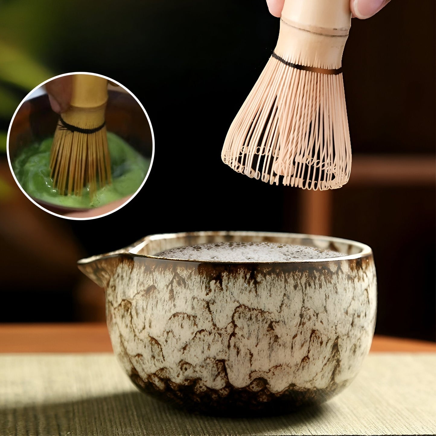 Zestaw Matcha – Tradycyjny serwis do herbaty na prezent, 6 elementów, do ceremonii parzenia herbaty, wykonany z wysokiej jakości materiałów