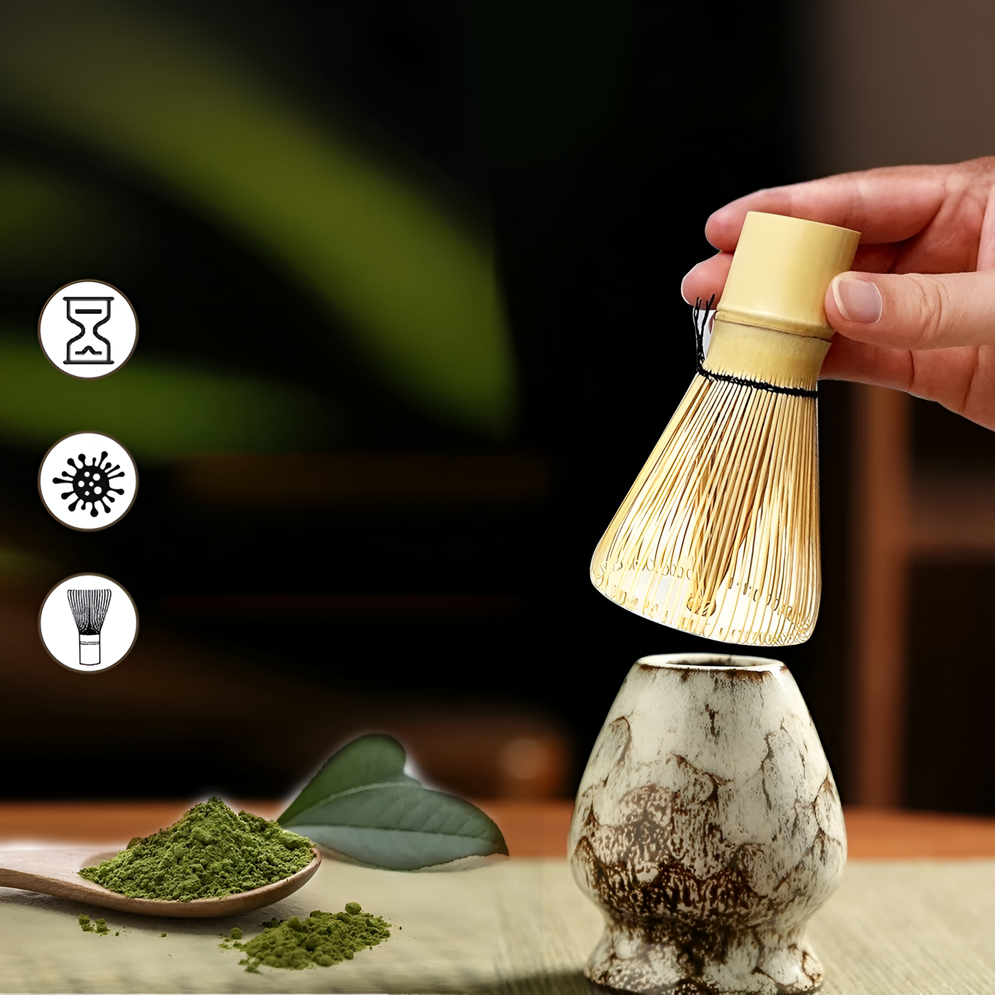 Zestaw Matcha – Tradycyjny serwis do herbaty na prezent, 6 elementów, do ceremonii parzenia herbaty, wykonany z wysokiej jakości materiałów