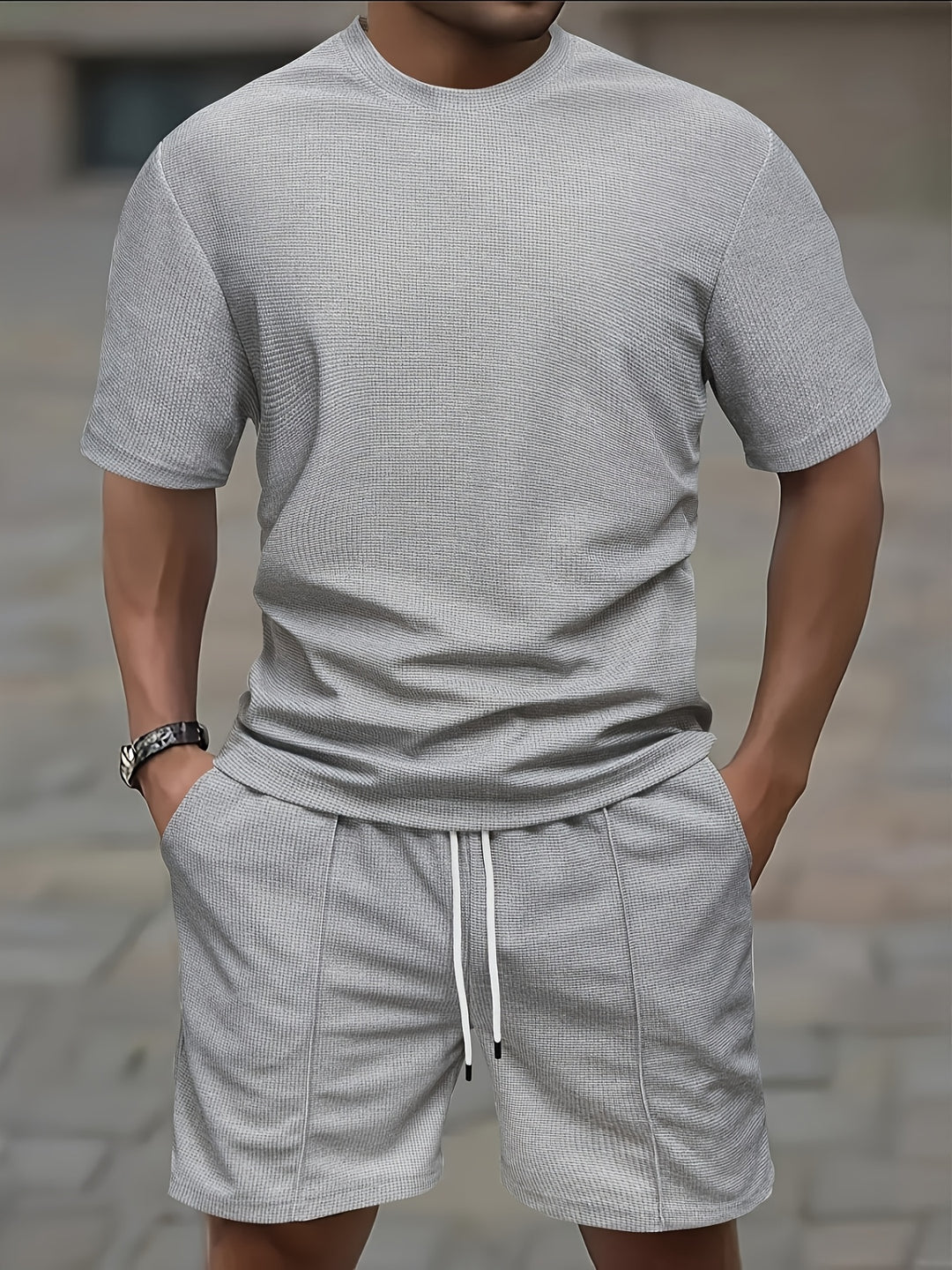 Zestaw Męski | Sportowy Strój na Lato T-shirt i Szorty z Kieszeniami