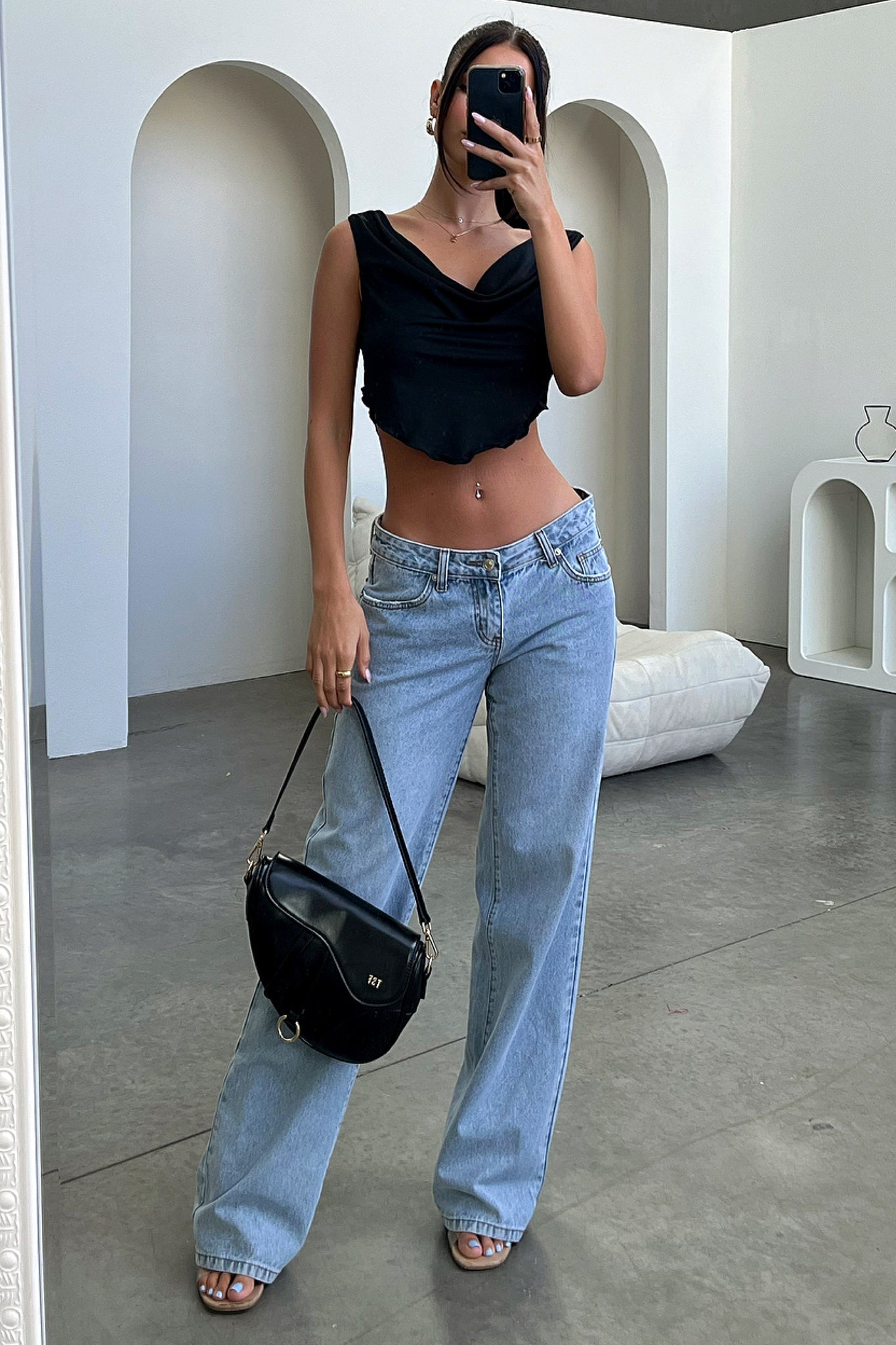 Crop top drapowany dekolt | Bluzka lato kobiety | Melani