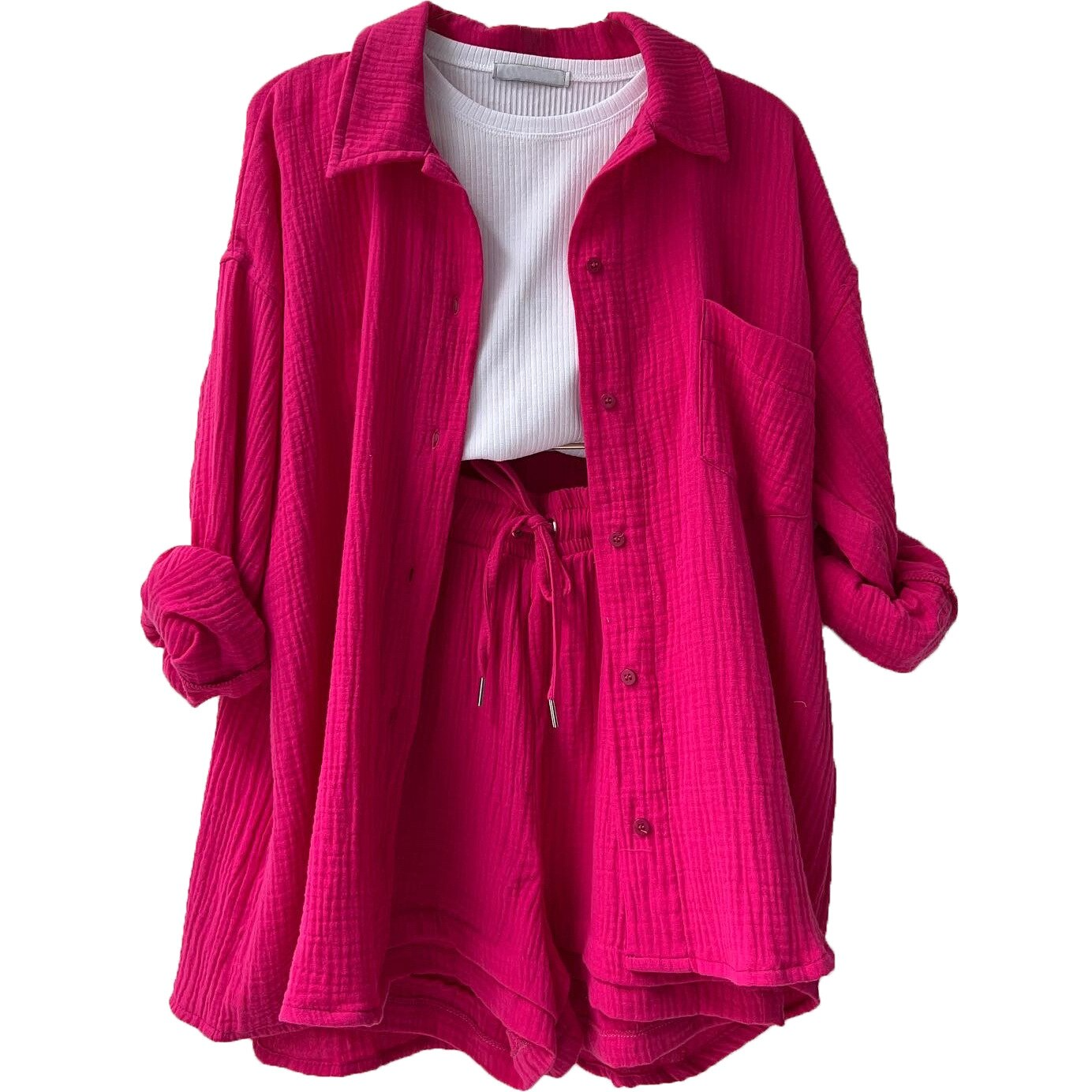 Komplet Damski Z Krótkimi Spodniami | Stylizacja Lato Moda Kobiety | Lena