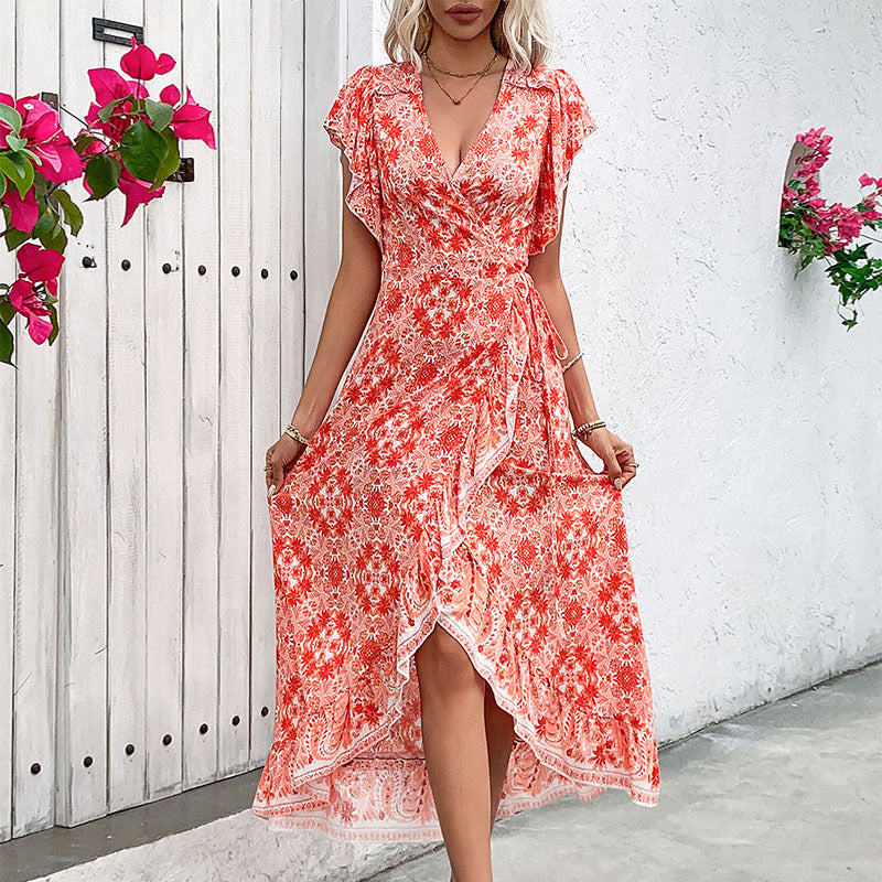 Sukienka Boho z Falbaną i Wiązaniem | Amira