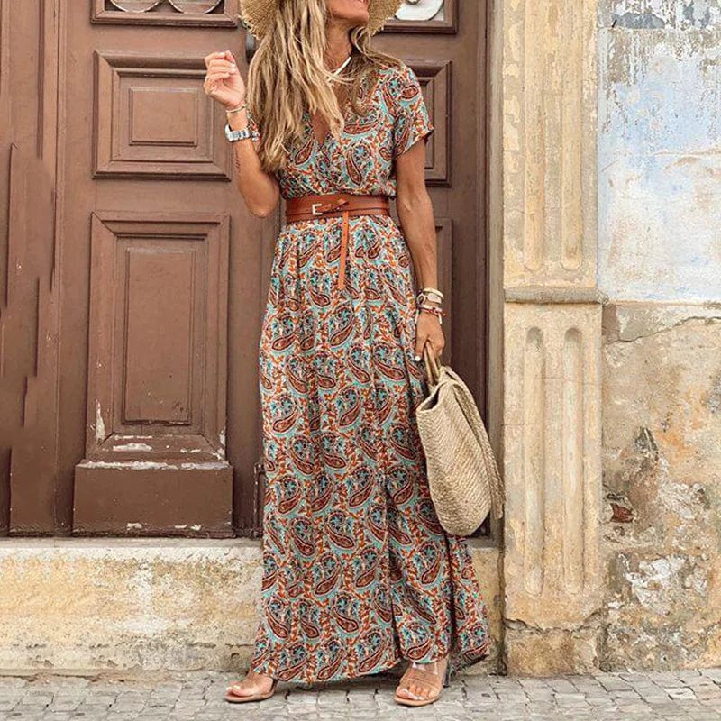 Sukienka maxi paisley | Odzież letnia damska boho styl | Zuzanna