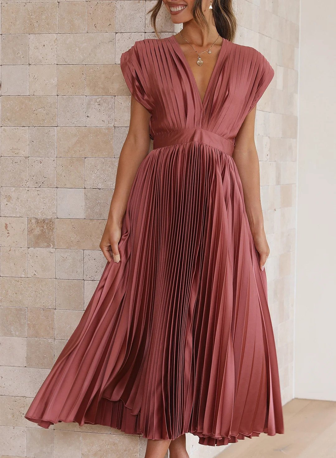 Sukienka maxi plisowana | Wieczorowa elegancja w ruchu | Natalia