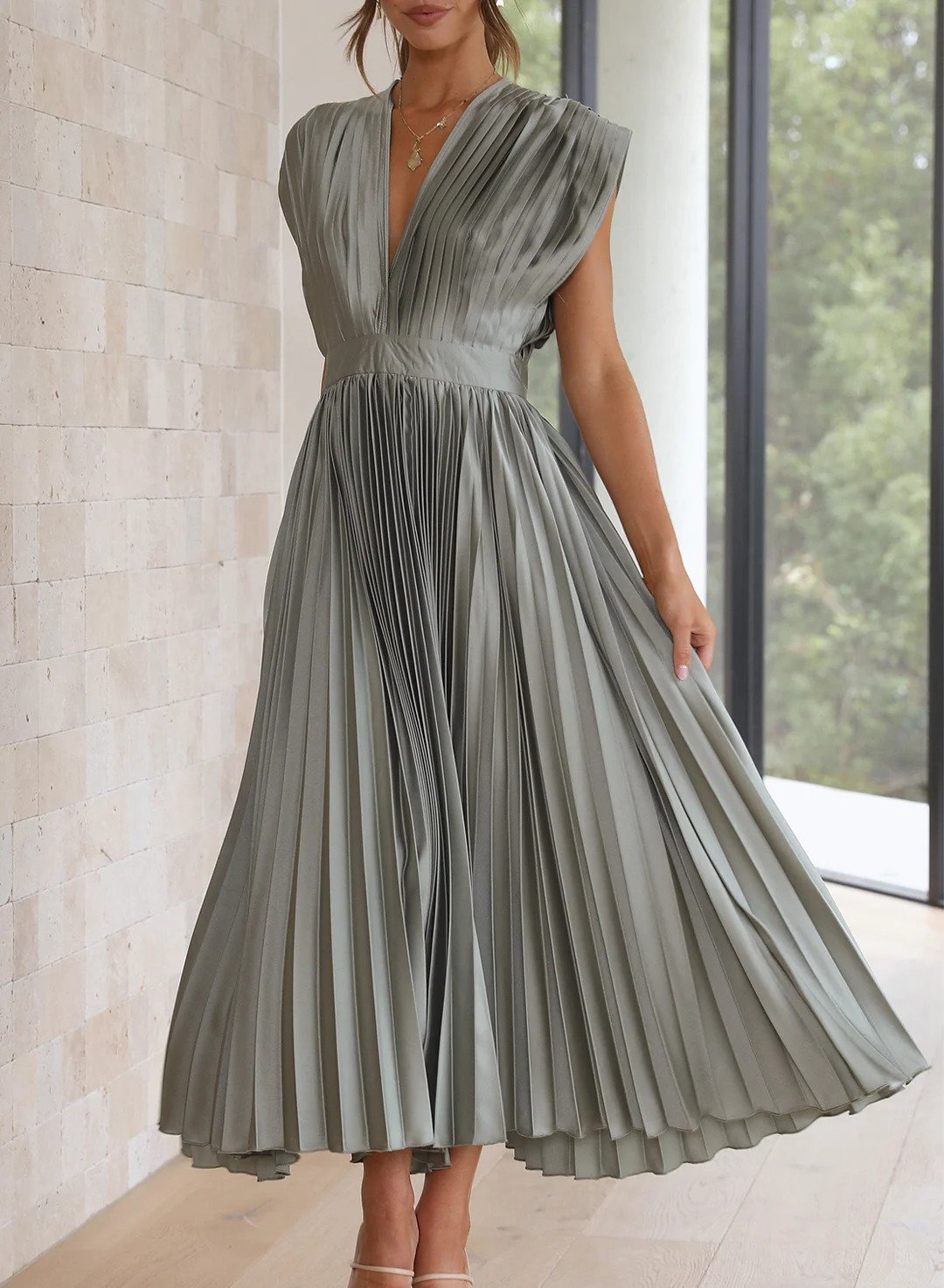 Sukienka maxi plisowana | Wieczorowa elegancja w ruchu | Natalia