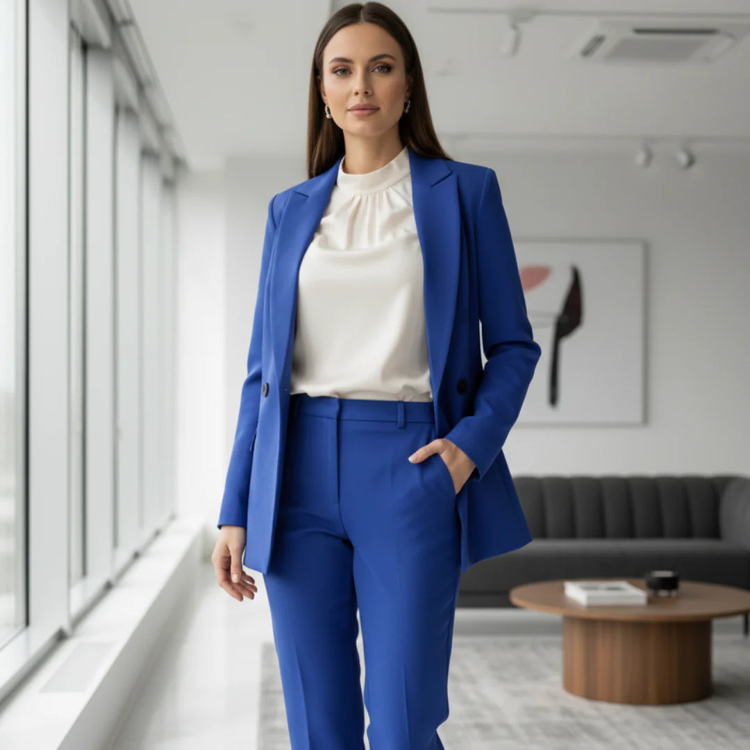 Garnitur damski elegancki | Odzież damska lato zestaw marynarka spodnie | Helena