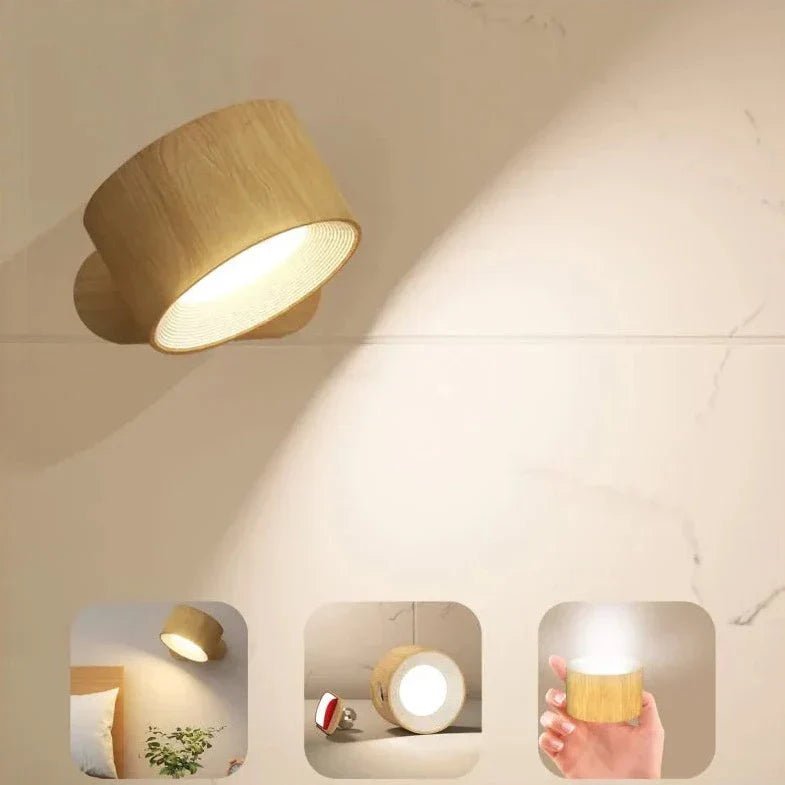 Bezprzewodowa lampa ścienna z funkcją przyciemniania i obrotem 360 ° - zespół magnetyczny do elastycznego oświetlenia