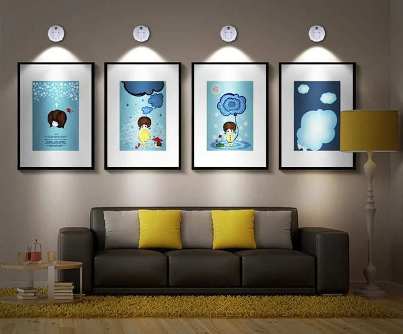 Bezprzewodowy reflektor LED z pilotem – ściemnialna, obrotowa lampa do montażu na ścianie, suficie lub szafce 1