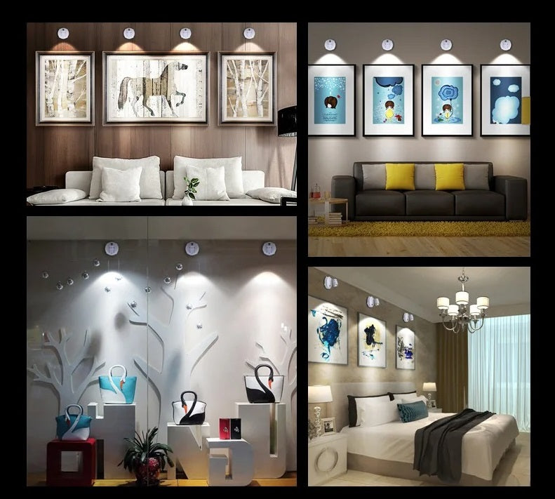 Bezprzewodowy reflektor LED z pilotem – ściemnialna, obrotowa lampa do montażu na ścianie, suficie lub szafce 2