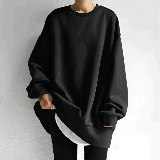 Bluza oversize z okrągłym dekoltem dla kobiet | Długie rękawy