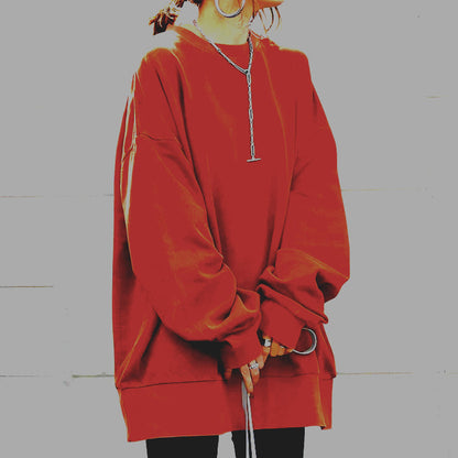 Bluza oversize z okrągłym dekoltem dla kobiet | Długie rękawy