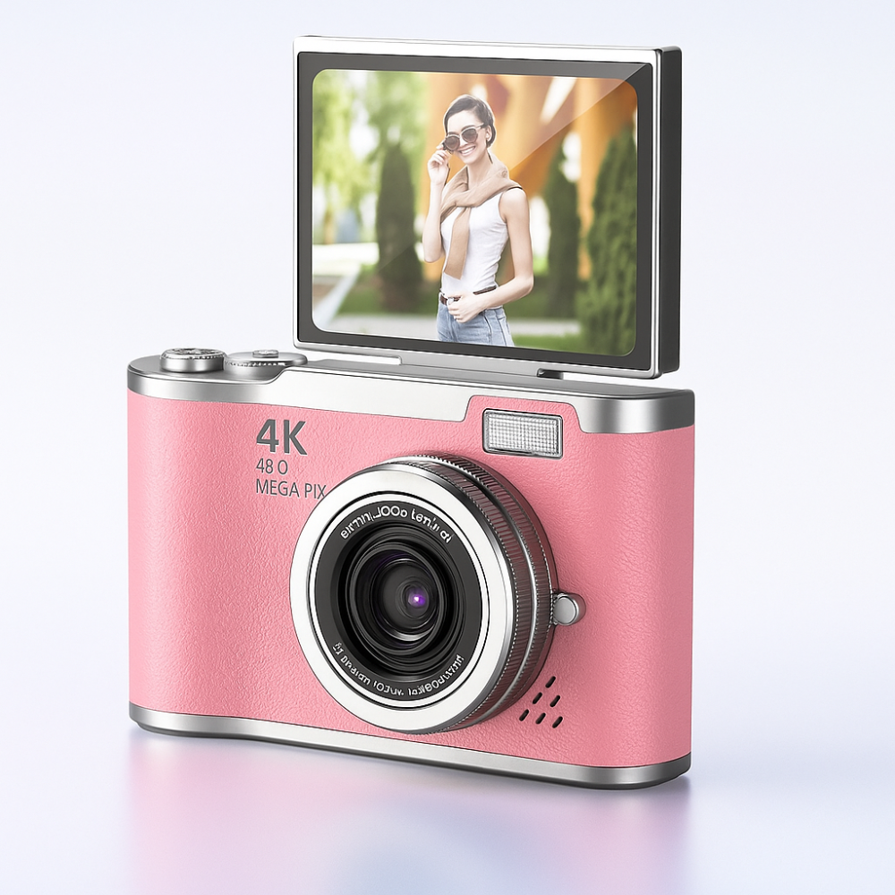 Cyfrowy aparat fotograficzny 4K z odchylanym ekranem i rejestratorem wideo do vlogowania 