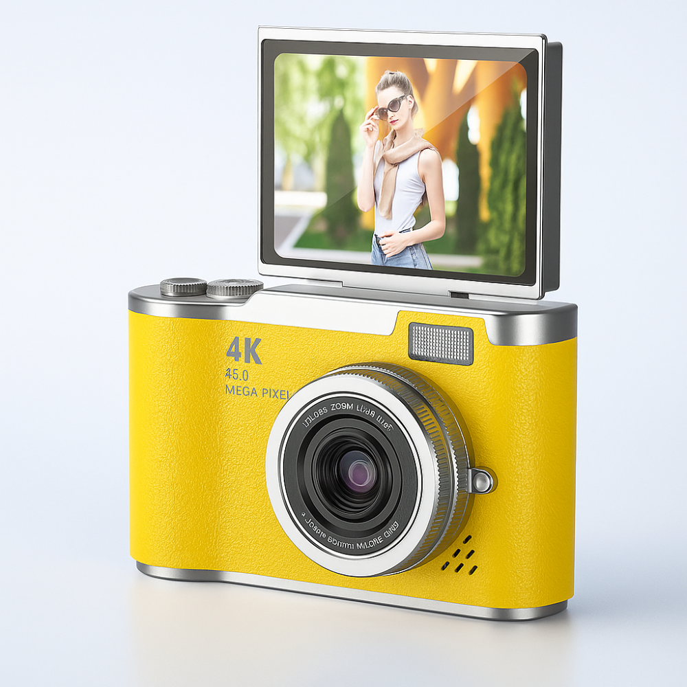 Cyfrowy aparat fotograficzny 4K z odchylanym ekranem i rejestratorem wideo do vlogowania 
