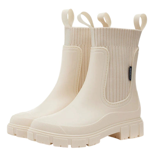 Damskie botki typu Chelsea sięgające do łydki – wsuwane kalosze z grubą podeszwą i elastycznymi wstawkami 0