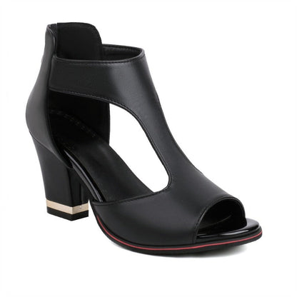 Damskie buty z odkrytymi palcami i klockowym obcasem za kostkę | Wsuwane 4