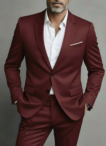 Dwuczęściowy garnitur męski o dopasowanym kroju – jednorzędowa formalna marynarka i spodnie 0