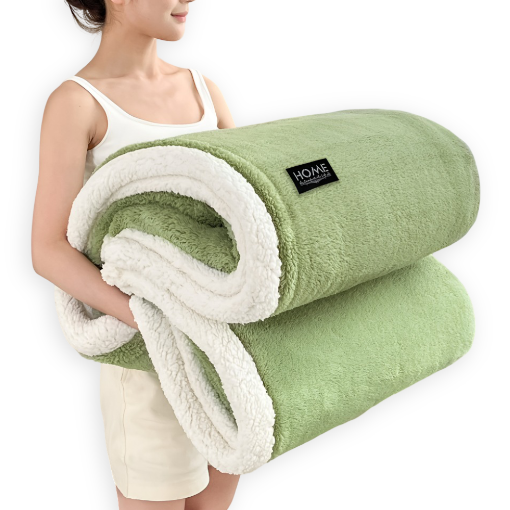 Dwuwarstwowy pluszowy koc Sherpa – dwustronny miękki koc na sofę i łóżko 1