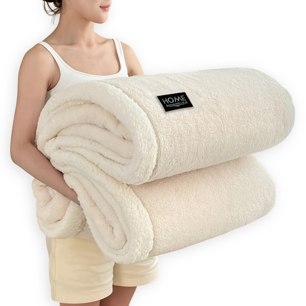 Dwuwarstwowy pluszowy koc Sherpa – dwustronny miękki koc na sofę i łóżko 2