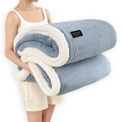 Dwuwarstwowy pluszowy koc Sherpa – dwustronny miękki koc na sofę i łóżko 4