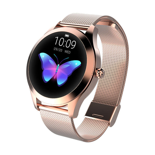 Elegancki smartwatch dla kobiet wykonanych ze stali nierdzewnej z dużym wyświetlaczem, wodoodpornym i fitness IP68