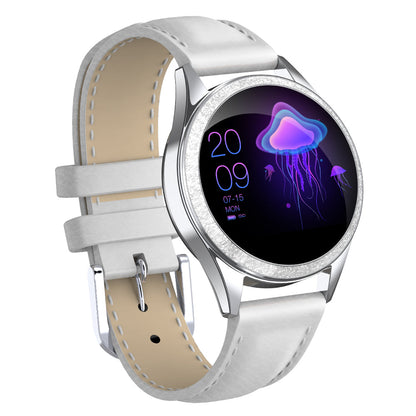 Elegancki smartwatch dla kobiet wykonanych ze stali nierdzewnej z dużym wyświetlaczem, wodoodpornym i fitness IP68