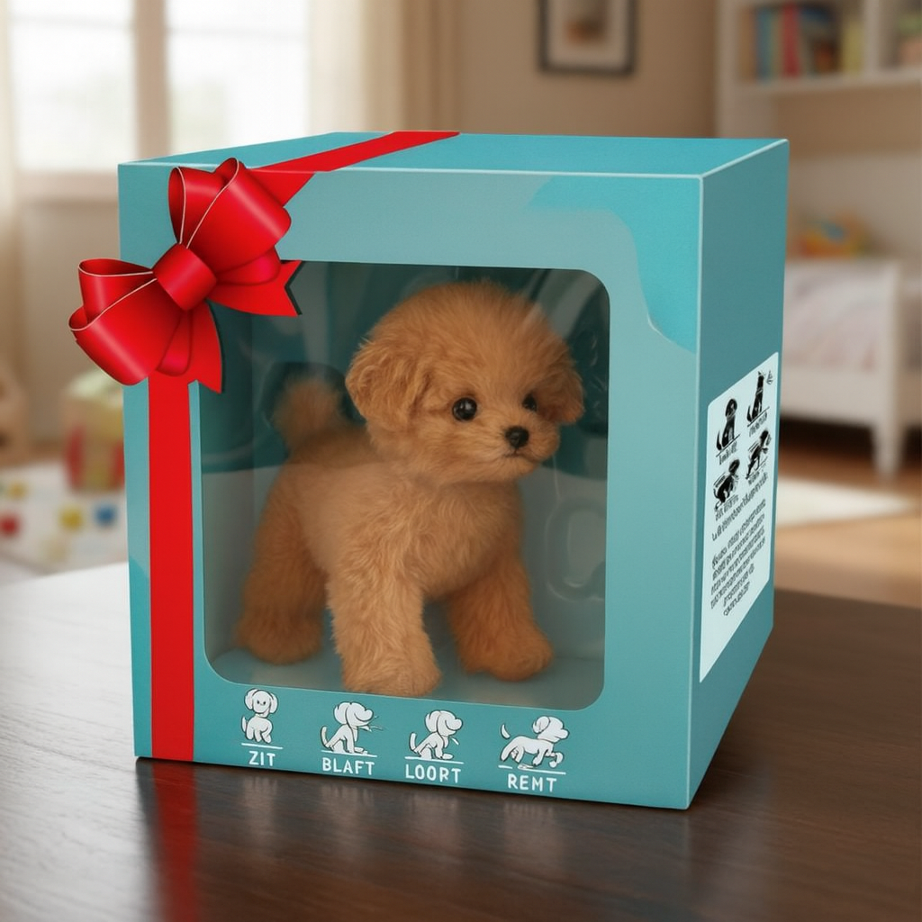 Interaktywna pluszowa zabawka – realistyczny, spacerujący pies z dźwiękami szczekania i reakcją na dotyk 2