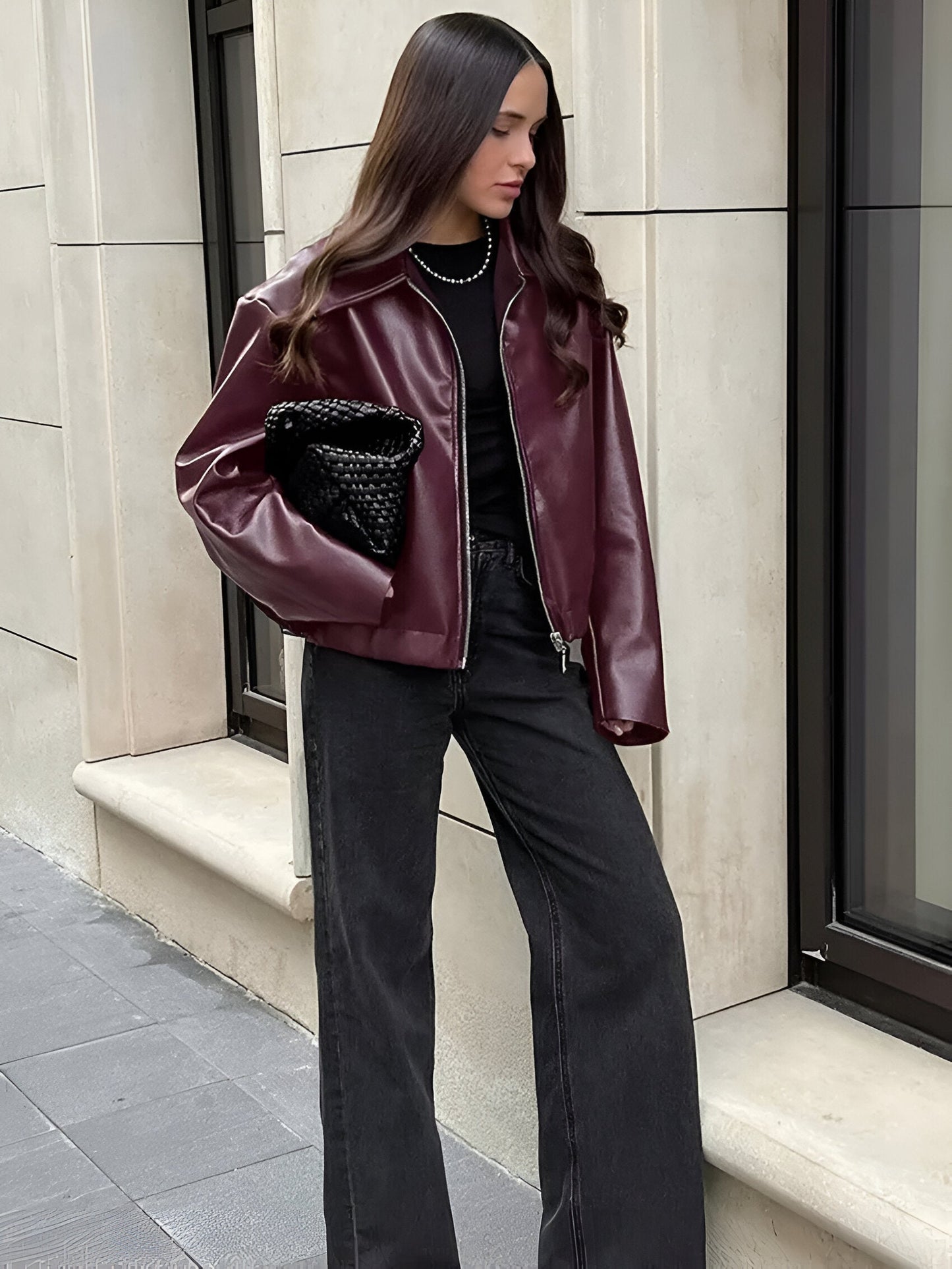 Julia™ | Kurtka typu bomber ze sztucznej skóry