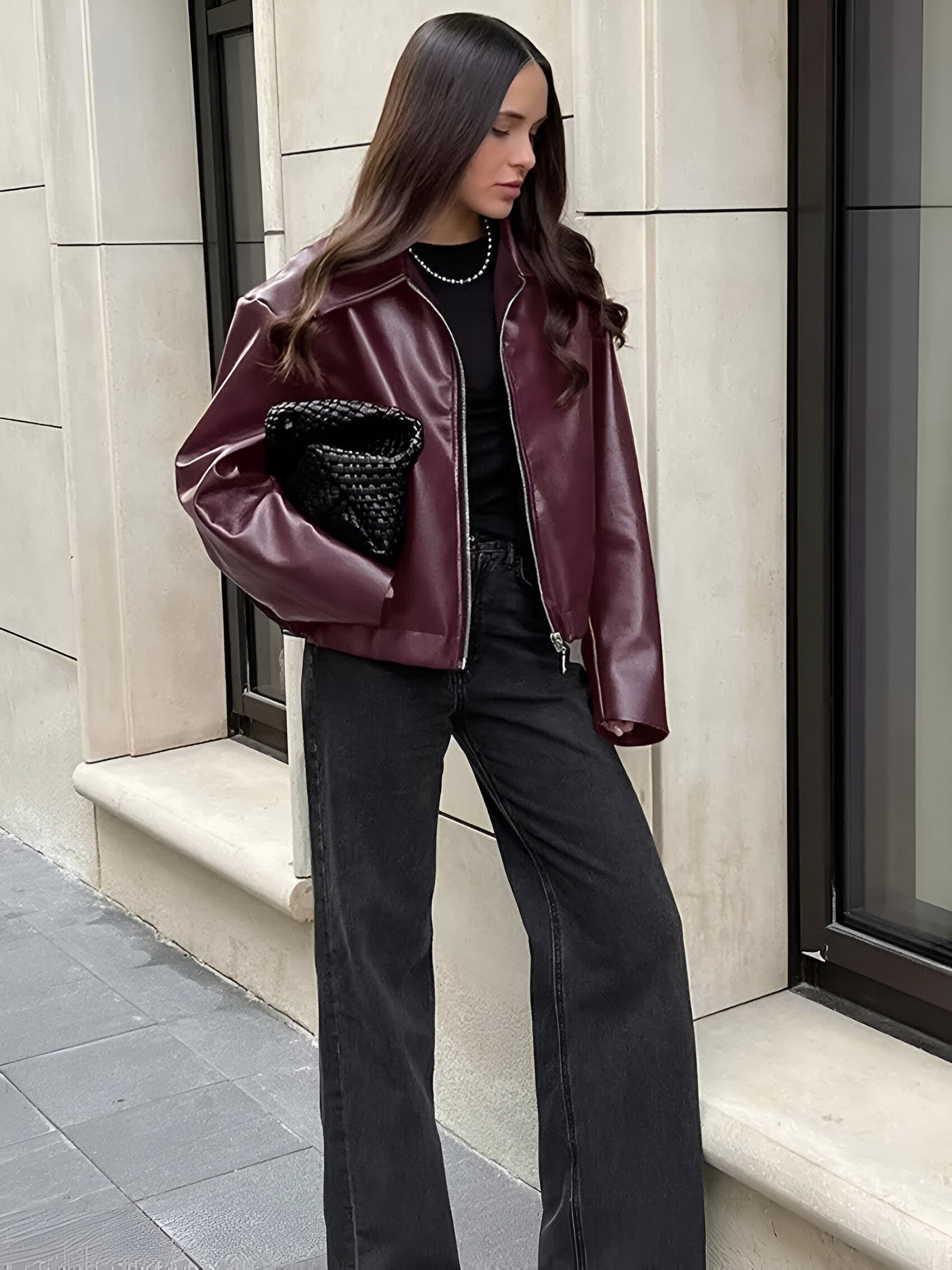 Julia™ | Kurtka typu bomber ze sztucznej skóry