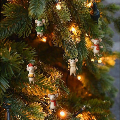 Kalendarz adwentowy z wełnianą myszką – 24 filcowe ozdoby w kształcie myszy, zestaw do zawieszania dekoracji choinkowych