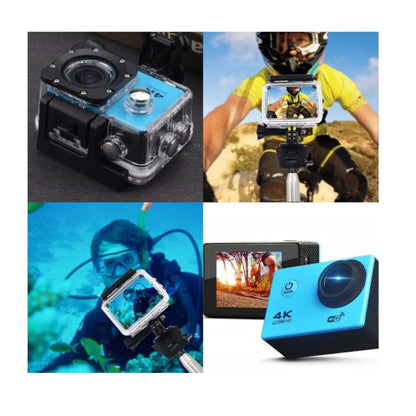Kamera akcji 4K-Ultra HD z WLAN i wodoodpornym kompaktem mieszkaniowym, idealnym do fotografii przygodowej i sportowej