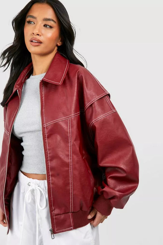 Lily | Oversize'owa kurtka ze sztucznej skóry dla kobiet