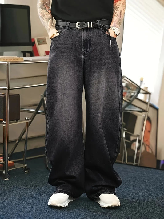 Luźne jeansy męskie | Luźny, miejski look dla mężczyzn w stylu retro