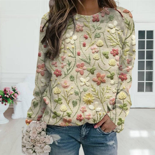 Mary | Sweter damski z haftowanymi kwiatami